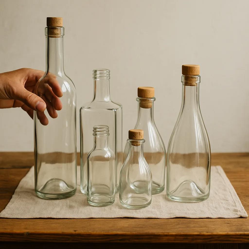 Sticle din sticlă pentru vin, spirtoase, ulei și sirop – diferite forme